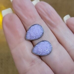 PURPLE PASTEL DRUZY STUD EARRINGS